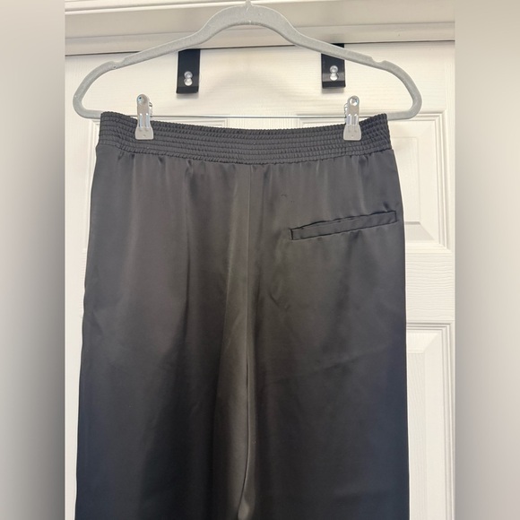 Zara Womens Pants M Black High Waist Wide Leg Trousers Pleated Shiny Pull On - Picture 5 of 5